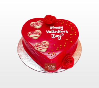 Fully Red Love shaped Cake