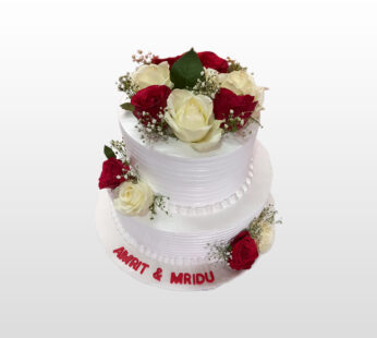 two layer white wedding Cake